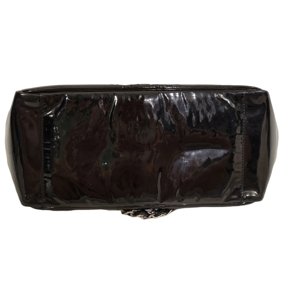 Chanel Triple CC Black Patent Leather Chain Link Perforated Shoulder Bag - Picture 7 of 10